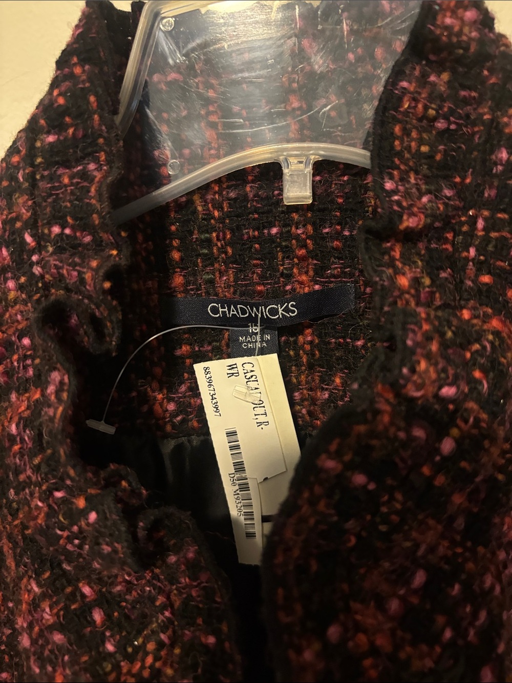 Chadwicks Black and Pink Tweed Bouclé Blazer